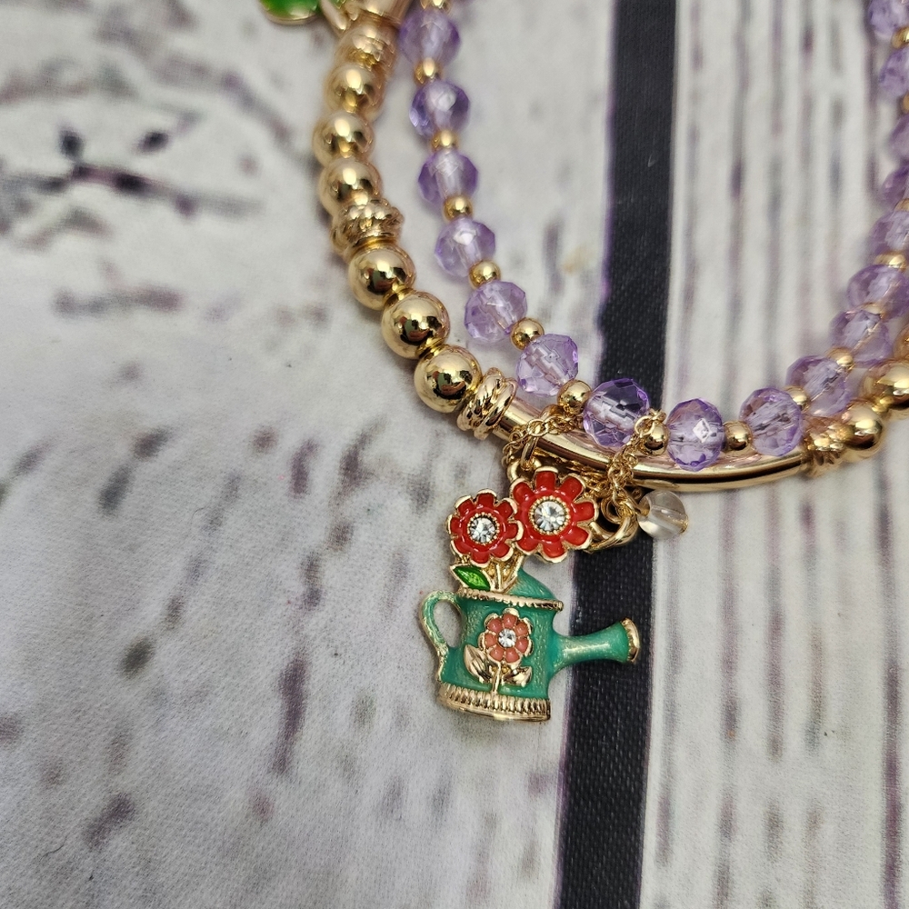 Napier Gardening Ladybug Bee‎ Bracelet Set NWT